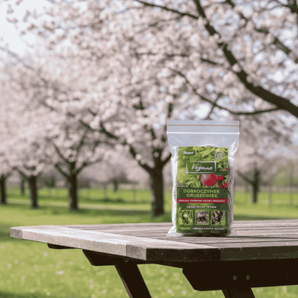 Dobroczynek gruszowy - opaski filcowe Vegano 40 szt. Dobroczynek_gruszowy_w_ogrodzie