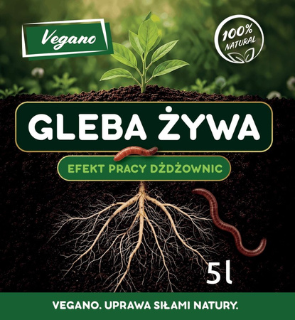 Gleba Żywa (efekt pracy dżdżownic) wermikompost w płynie do warzyw, owoców, trawnika i roślin ozdobnych – 10 l Vegano