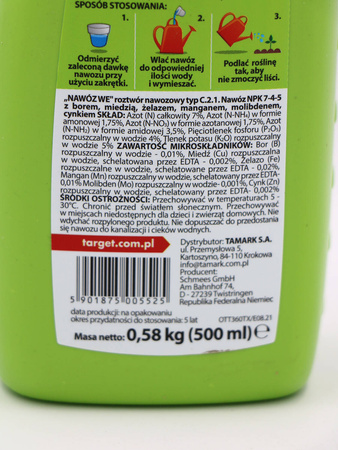 Nawóz do roślin domowych i balkonowych w płynie wspierający kwitnienie – 500 ml Target