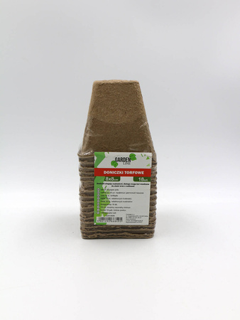 Doniczki Torfowe Kwadratowe 8x8 cm – 18 szt.