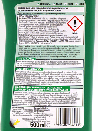 Roundup® AntyChwast TOTAL Ultra koncentrat bez glifosatu – zwalcza chwasty – 500 ml