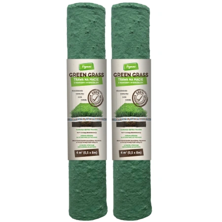 GreenGrass trawa na macie (rolka) z nawozem i hydrożelem 2 x 0,5 x 8 m (8 m²) Vegano