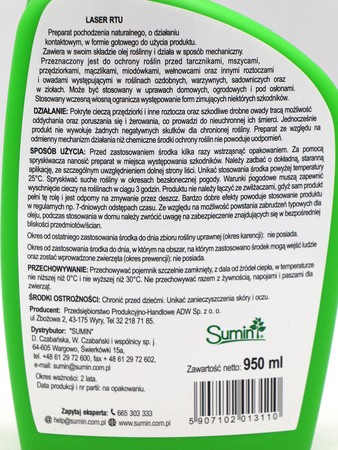 Laser RTU na szkodniki – mszyce, tarczniki, przędziorki, mączliki, wełnowce – 950 ml Sumin