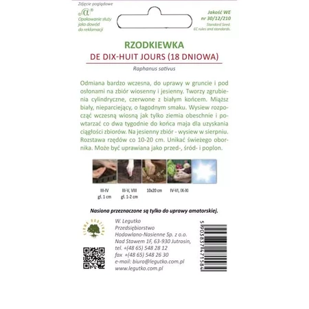 Rzodkiewka 'De Dix-Huit Jours' – 7,5 g Legutko