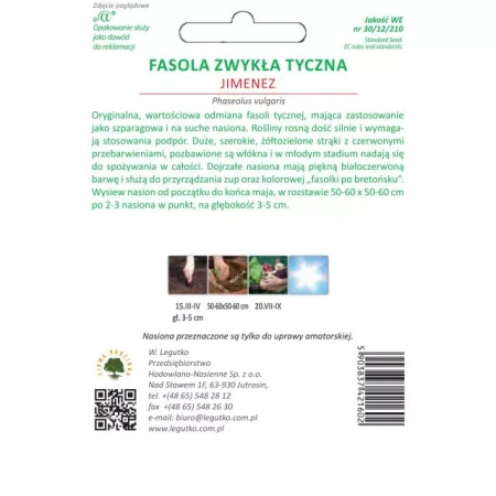 Fasola Zwykła Tyczna ‘Jimenez’ – 20 g Legutko