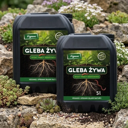 Gleba Żywa (efekt pracy dżdżownic) wermikompost w płynie do warzyw, owoców, trawnika i roślin ozdobnych – 10 l Vegano