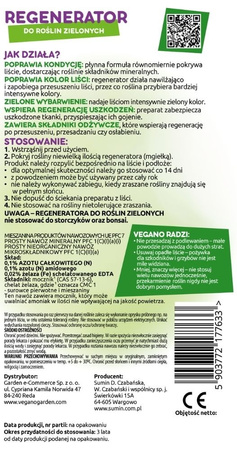 Regenerator do roślin zielonych – odżywka, nawóz w sprayu (mgiełka) – 4 x 300 ml Vegano