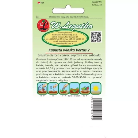 Kapusta Włoska Vertus 2 2 g Legutko