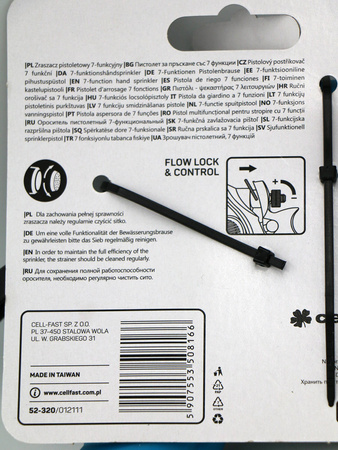 Zraszacz Pistoletowy BASIC – 7 Funkcji – 52-320 Cellfast