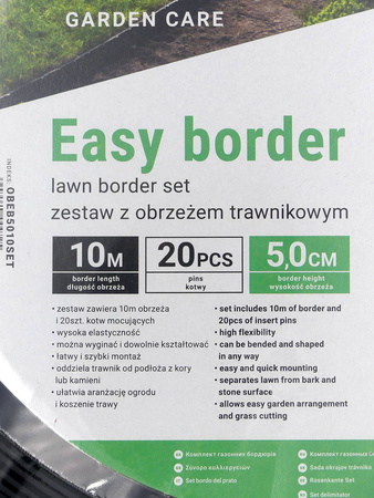 Obrzeże Trawnikowe CZARNE + Kotwy – 5 cm x 10 m Bradas