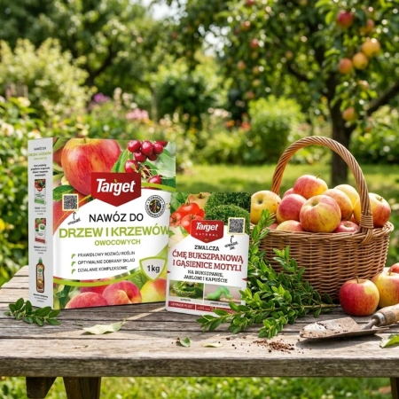Lepinox Plus na ćmę bukszpanową – 10 g Target + Nawóz do drzew i krzewów owocowych – 1 kg Target (ZESTAW)