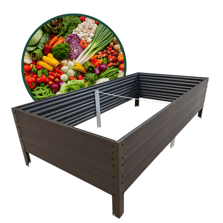 Warzywniak – podwyższona grządka – brąz GPPS – Vegano – 150 x 75 x 30 cm