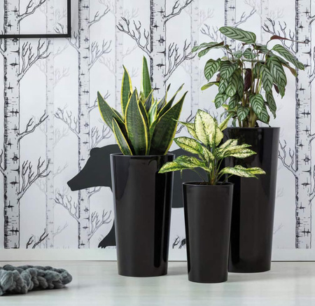 Osłonka Doniczka Ø250 mm Lilia – Czarna – Lamela