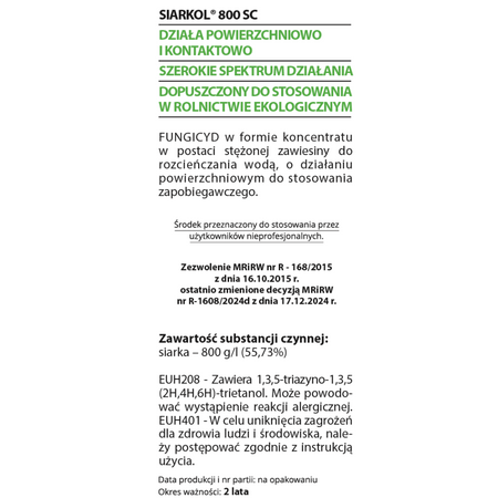 Siarkol 800 SC – zapobiega mączniakom roślin – 100 ml Target