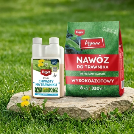 Nawóz wysokoazotowy 8 kg Vegano + Starane Trawniki 250 ml (ZESTAW)