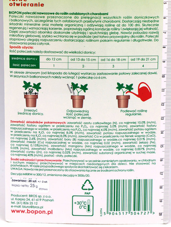 Pałeczki Nawozowe – Do Roślin Osłabionych Chorobami – 20 szt. Biopon