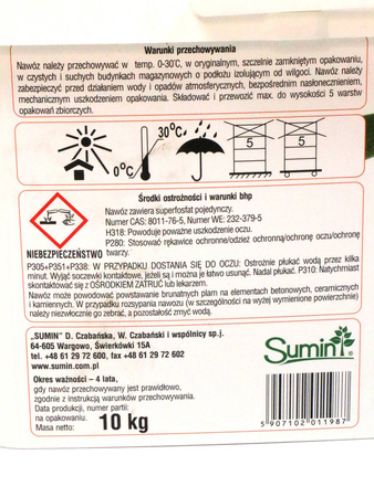 Nawóz jesienny do trawników – bez azotu – 10 kg Sumin