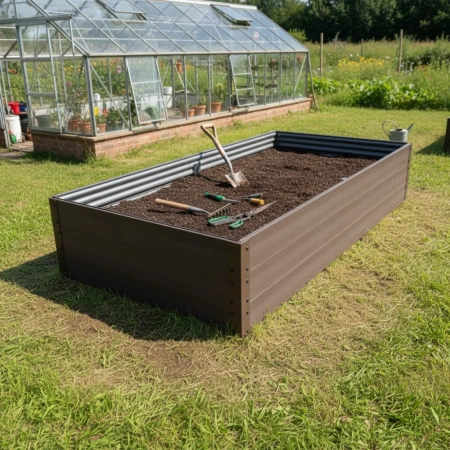 Warzywniak – podwyższona grządka – brąz GPPS – Vegano – 150 x 75 x 30 cm