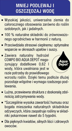 Bio Aqua Depot ziemia uniwersalna – do roślin w domu, ogrodzie i na balkonie – 10 l Compo