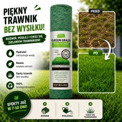 GreenGrass trawa na macie (rolka) z nawozem i hydrożelem 0,5 x 8 m (4 m²) Vegano