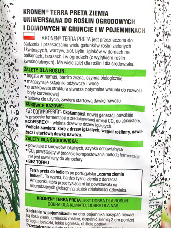 Ziemia Uniwersalna Bez Torfu Terra Preta – 20 l Kronen