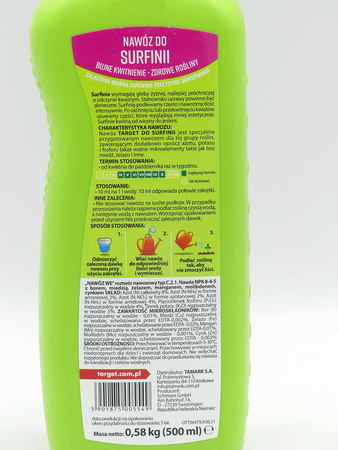 Nawóz do surfinii w płynie – wspiera kwitnienie – 0,5 l Target