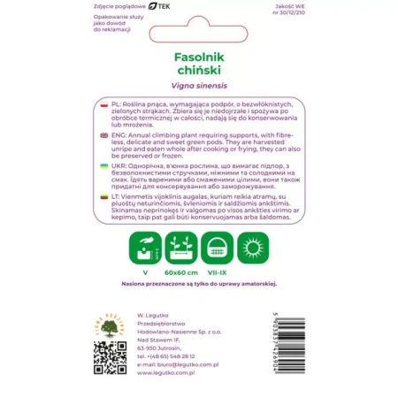 Fasolnik Chiński – 5 g Legutko 