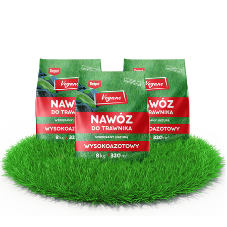 Wysokoazotowy nawóz do trawnika – Wspierany Naturą – 24 kg (3 x 8 kg) Vegano
