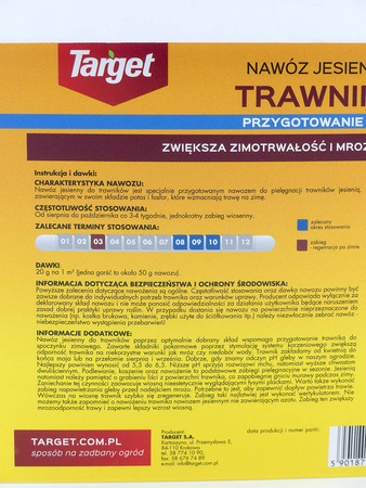 Nawóz jesienny do trawników przygotowujący do zimy – 4 kg Target