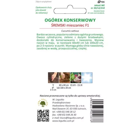Ogórek Konserwowy ‘Śremski’ F1 – 5 g Legutko