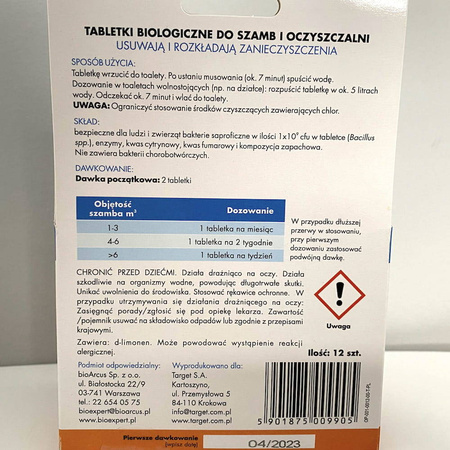 Tabletki Biologiczne Do Szamba i Oczyszczalni – 12 szt. Target