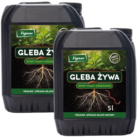 Gleba Żywa (efekt pracy dżdżownic) wermikompost w płynie do warzyw, owoców, trawnika i roślin ozdobnych – 10 l Vegano