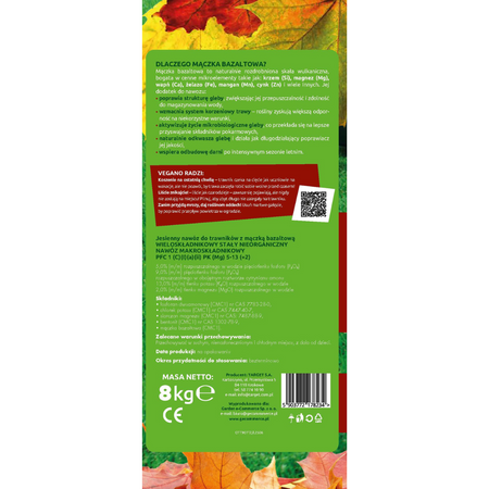 Jesienny nawóz do trawnika z mączką bazaltową – 24 kg (3x8 kg) Vegano