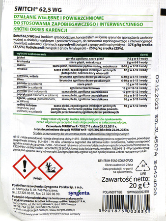 Switch 62,5 WG – Zwalcza Szarą Pleśń i Inne Choroby Roślin – 20 g Target