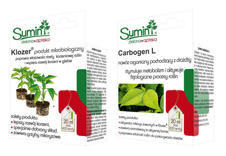 Klozer & Carbogen Duopack na szkodniki – szpeciele, opuchlaki, mszyce, mączliki, wciornastki – 2 x 20 ml Sumin