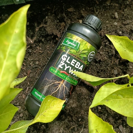 Gleba Żywa (efekt pracy dżdżownic) wermikompost w płynie do warzyw, owoców, trawnika i roślin ozdobnych – 1 l Vegano