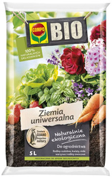 BIO Ziemia uniwersalna – zawiera GUANO, kompost z kory, torf wysoki, mączka rogowa – 5 l Compo