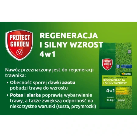Nawóz do trawników (z azotem, fosforem i potasem) – Witaminy dla rośliny – 14 kg Protect Garden