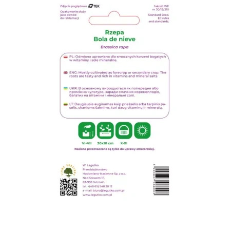 Rzepa 'Bola De Nieve' – 5 g Legutko