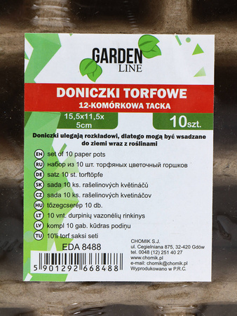 Paletka Doniczek Torfowych 12 komórek – 10 szt.