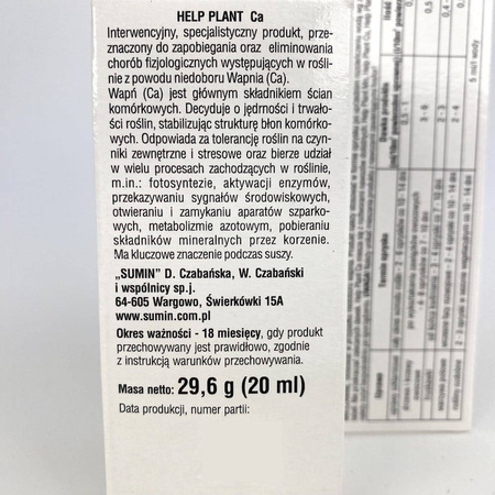 Help Plant Ca uzupełnia niedobory wapnia – 20 ml Sumin