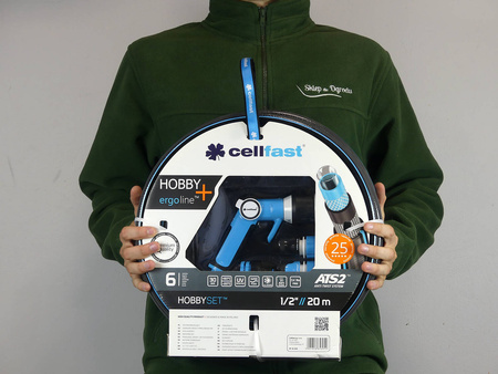 Zestaw HOBBY – Wąż 20 m + Zraszacz + Przyłącza – 16-209 Cellfast