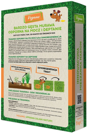 Trawnik odporny na psa – nasiona traw z mikrokoniczyną 1 kg Vegano