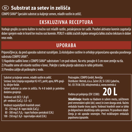 Podłoże do siewu i pikowania z nawozem NPK – 20 l Compo
