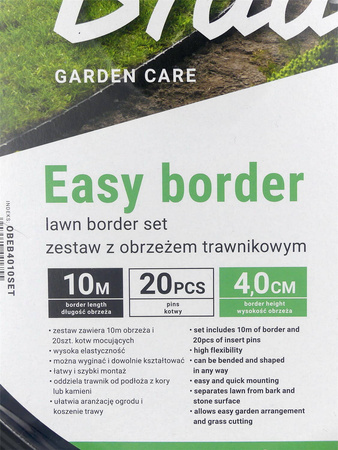 Obrzeże Trawnikowe CZARNE + Kotwy – 4 cm x 10 m Bradas