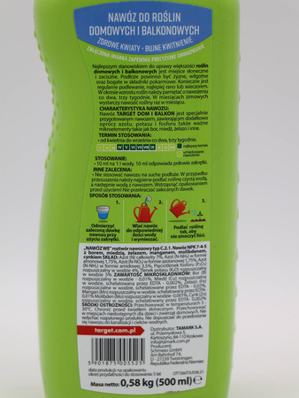 Nawóz do roślin domowych i balkonowych w płynie wspierający kwitnienie – 500 ml Target