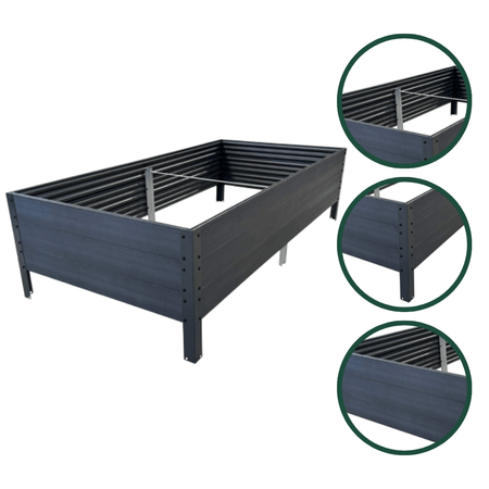 Warzywniak – podwyższana grządka – szary GPPS – Vegano – 150 x 75 x 30 cm