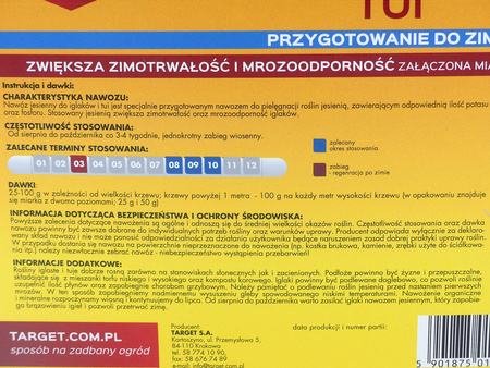 Nawóz jesienny do tui – zapobiega brązowieniu igieł i zwiększa zimotrwałość tui – 8 kg Target