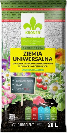 Ziemia Uniwersalna Bez Torfu Terra Preta – 20 l Kronen