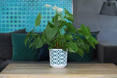 Osłonka Doniczka Ø195 mm Aztek – Biała – Lamela